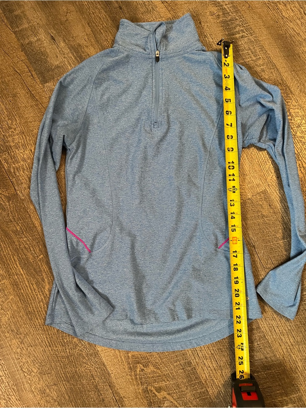 C9- Champion XSmall WomenLight Blue Quarter‑Zip Pullover with Pink Pocket Trim